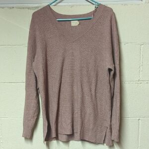 Women's V-Neck Knit Sweater in Dusty Mauve